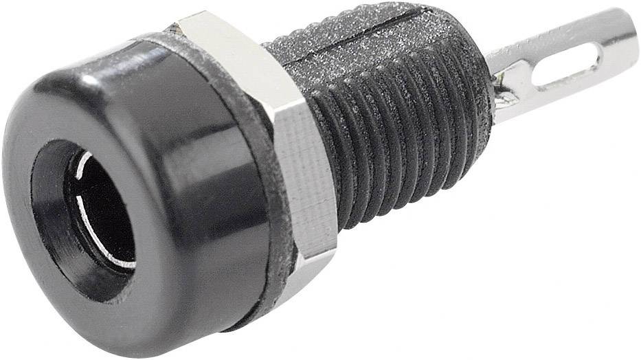 TRU COMPONENTS TC-R1-16A Black Labhylsa Hona inbyggd vertikal Stift-Ø: 4 mm Svart 1 st