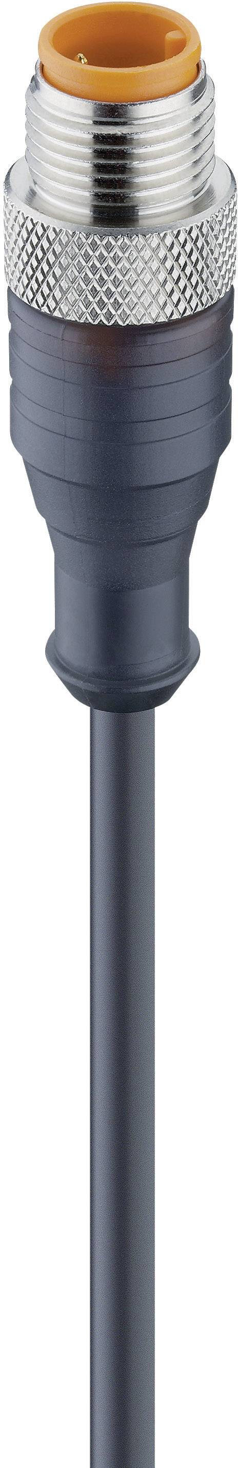 Avbildat är en svart kabel med en metallisk kontakt i ena änden, typiskt för industriella tillämpningar.