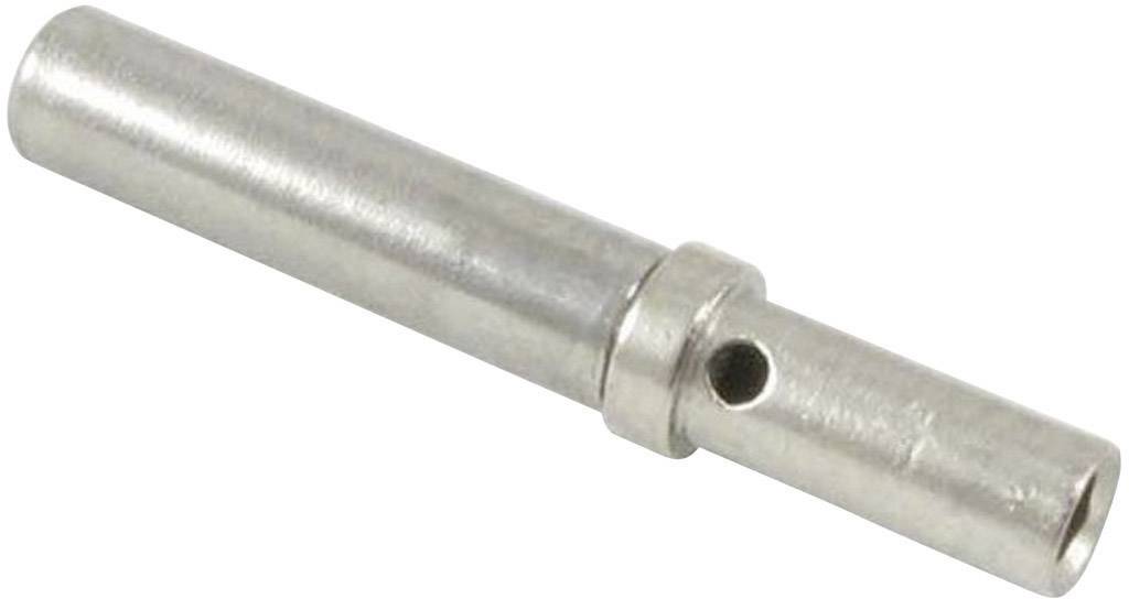 En silvermetallpinne med ett hål i mitten, sannolikt en mekanisk komponent eller anslutning.