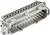 Kontaktdon med 24 stift, rektangulär form, grått hölje, används i elektroniska enheter för multipla anslutningar.