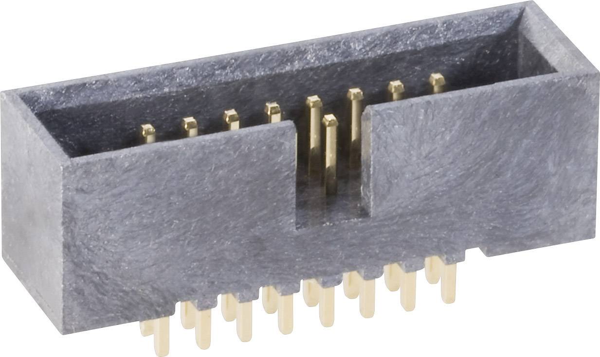 En rektangulär kontakt med guldpläterade stift, använd i elektroniska enheter för överföring av data eller ström.