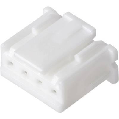 En vit plastpropp med fyra anslutningar, ofta använd i elektroniska enheter för att koppla samman kablar och komponenter.