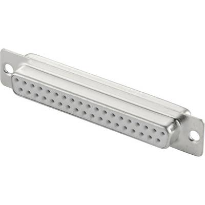 En silverfärgad D-Sub-kontakt med 25 stift, typisk för dator- eller telekommunikationsanslutningar, tillverkad av metall.