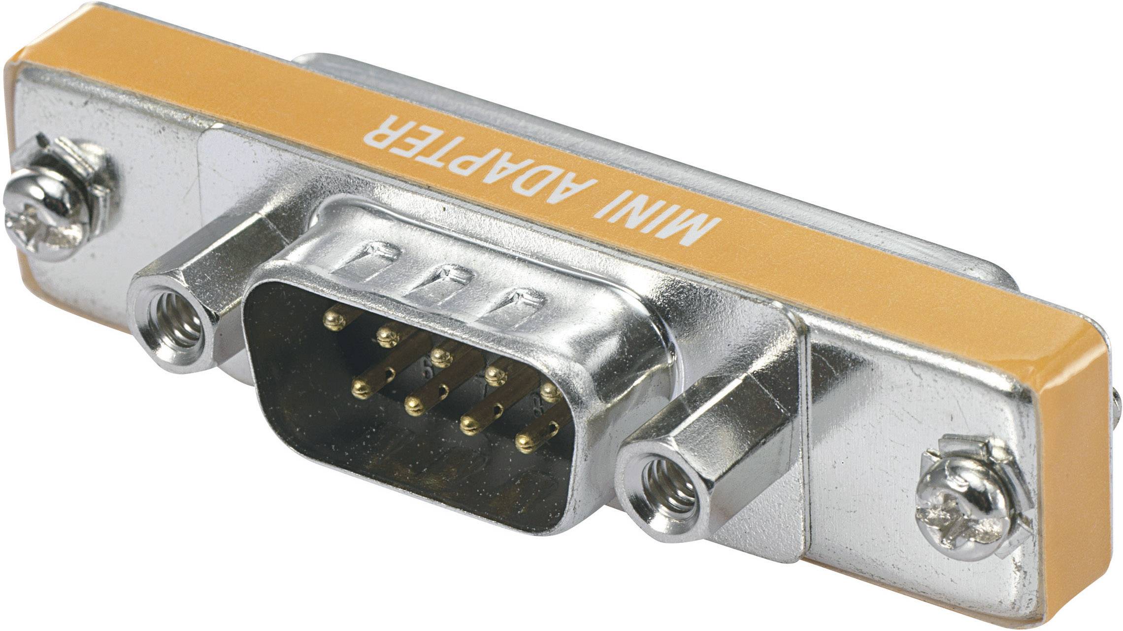 En silverfärgad mini-adapter med en orange rand och texten 'MINI ADAPTER' i vitt.