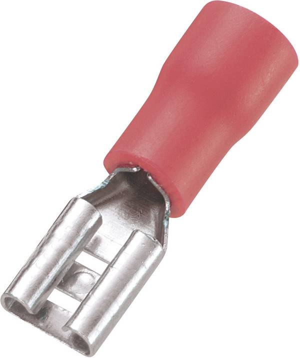 TRU COMPONENTS 745122 Flatstifthylsa Anslutningsbredd: 4.8 mm Anslutningstjocklek: 0.5 mm 180 ° Delisolerad Röd 100 st