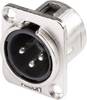 Hicon HI-X3DM XLR-kontakter Flänsstickkontakt rak kontakt Antal poler: 3 Silver, Svart 1 st