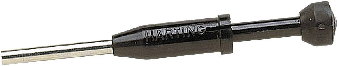 Svart plastpenna med metallspets och präglad 'HARTING'-text, sannolikt ett verktyg eller elektrisk kontakt.