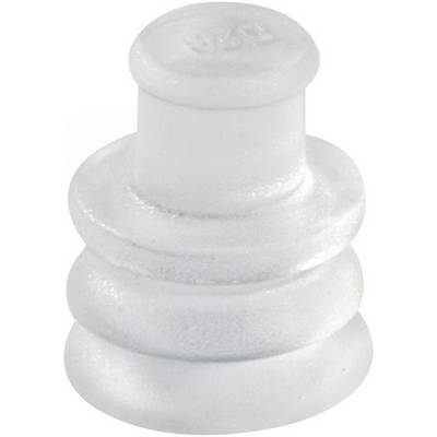 Vit, robust gummihätta med flera ringformade steg, lämplig för tätnings- eller förslutningsändamål.