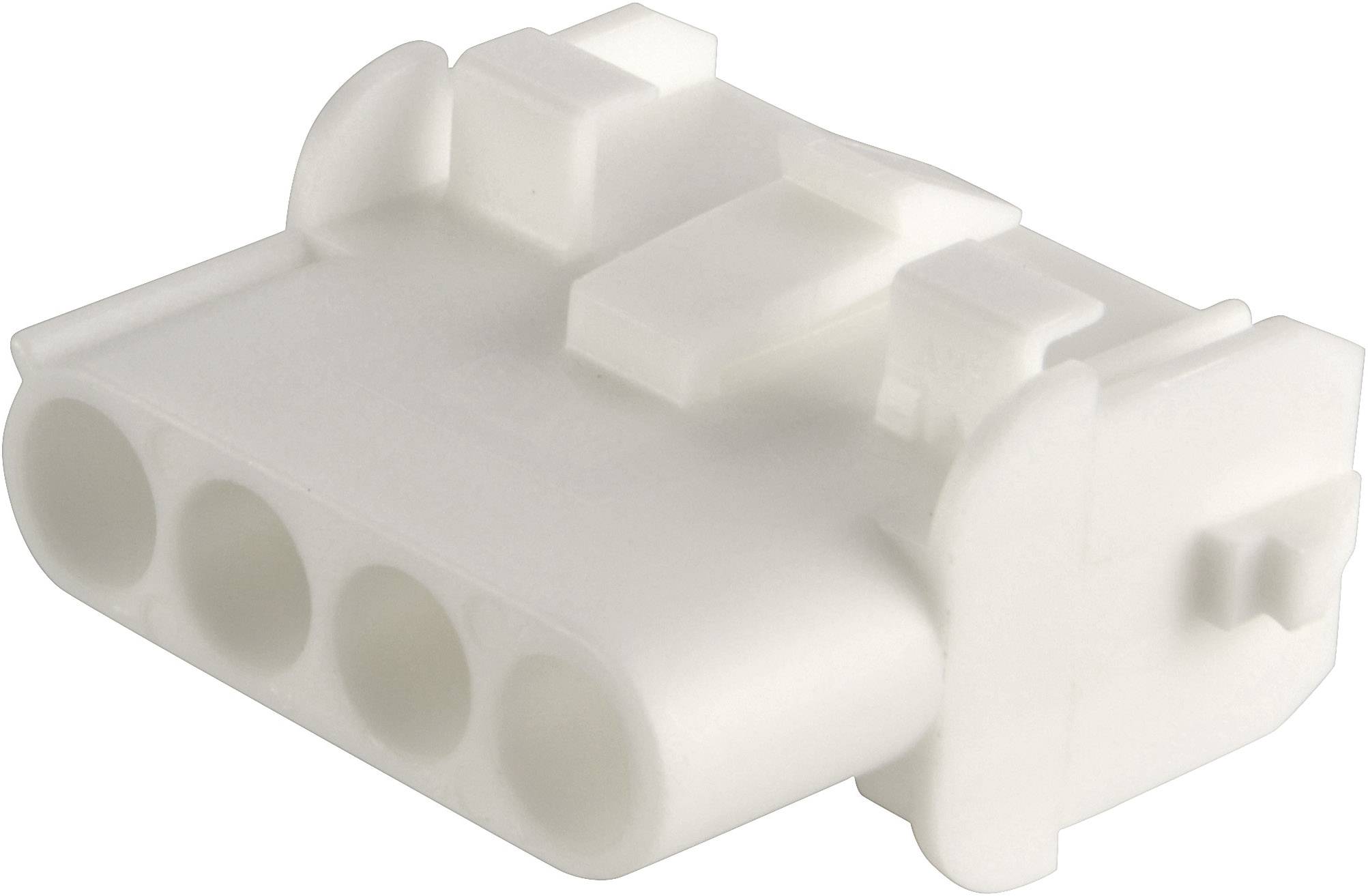En vit plastpropp med fyra öppningar, lämplig för elektriska anslutningar.