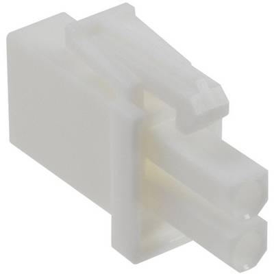 En vit, rektangulär plastpropp med två runda öppningar, sannolikt avsedd för anslutning av elektriska ledningar.