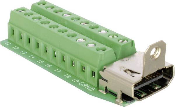 Delock 65168 HDMI-kontakt Hona inbyggd vertikal Antal poler: 20 Silver 1 st Piece