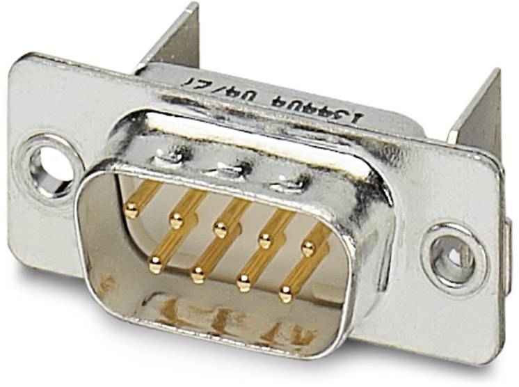 En metallisk kontaktdon med nio stift, ofta använd för seriella kommunikationsgränssnitt som RS-232.