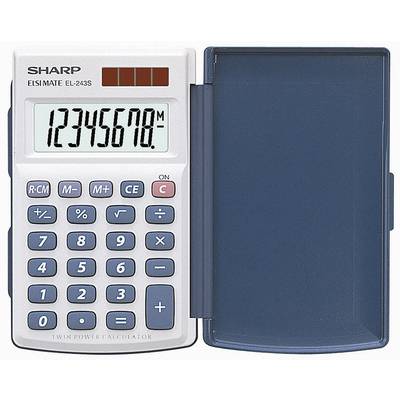 Sharp EL-243 S Miniräknare Vit, Blå Display (ställen): 8 solcell, batteri (B x H x D) 64 x 11 x 105 mm