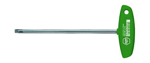 Grön T-handtag Torx-nyckel med lång arm, lämplig för att lossa eller dra åt Torx-skruvar.
