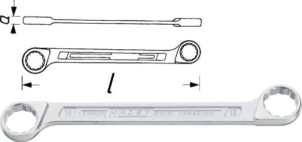 Hazet 610N-21X23 610N-21X23 Dubbel ringnyckel  21 - 23 mm  DIN 837-B, DIN ISO 10103