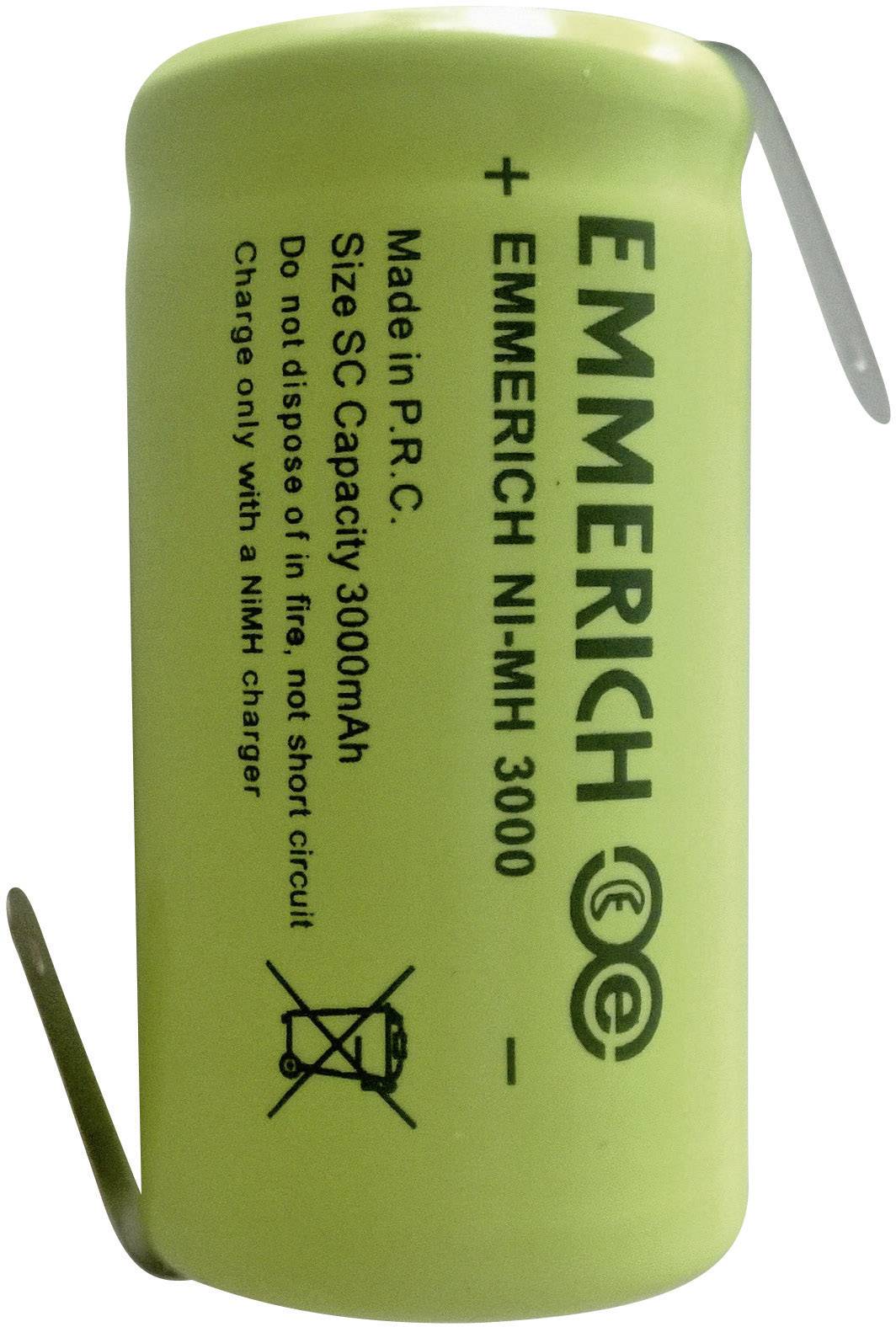 Emmerich Sub-C ZLF Specialbatteri laddbart Sub-C Z-lödfana NiMH 1.2 V 3000 mAh