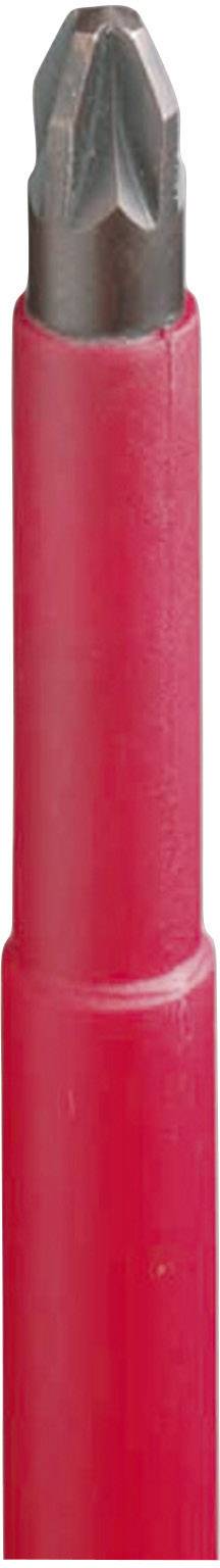 En röd skruvmejselbit med ett krysspårshuvud, lämplig för att dra åt eller lossa krysspårsskruvar.