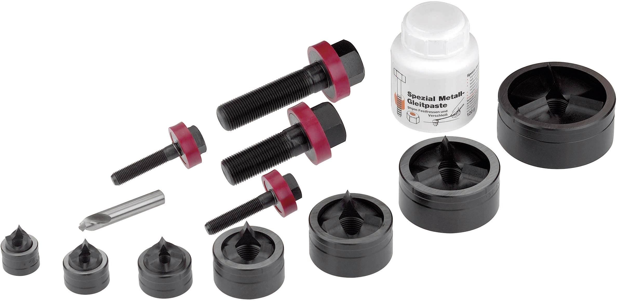Fästningsset med skruvar, muttrar, tätningsringar och en burk specialmetallpasta. Tillbehör för teknisk montering.
