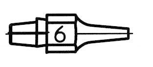 Teckning av en sexkantig pennhållaradapter med siffran '6' i mitten.