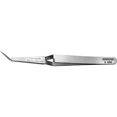 Silverfärgad, antimagnetisk rostfri pincett med böjd spets och inskriften 'BORNSTEIN 5-058'.