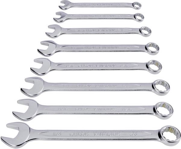 TOOLCRAFT 815082 Ringskruvnyckelsats 8 delar 8 - 19 mm 1/2" - 11/16"