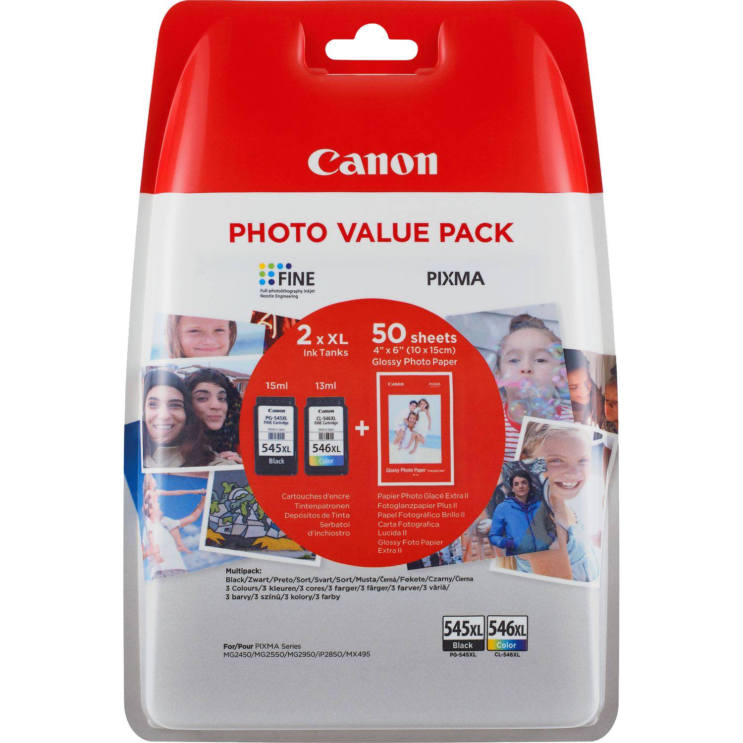 Canon Bläckpatron Pg 545 Xlcl 546xl Photo Value Pack Original Kombi Pack Svart Cyan Magenta 7463