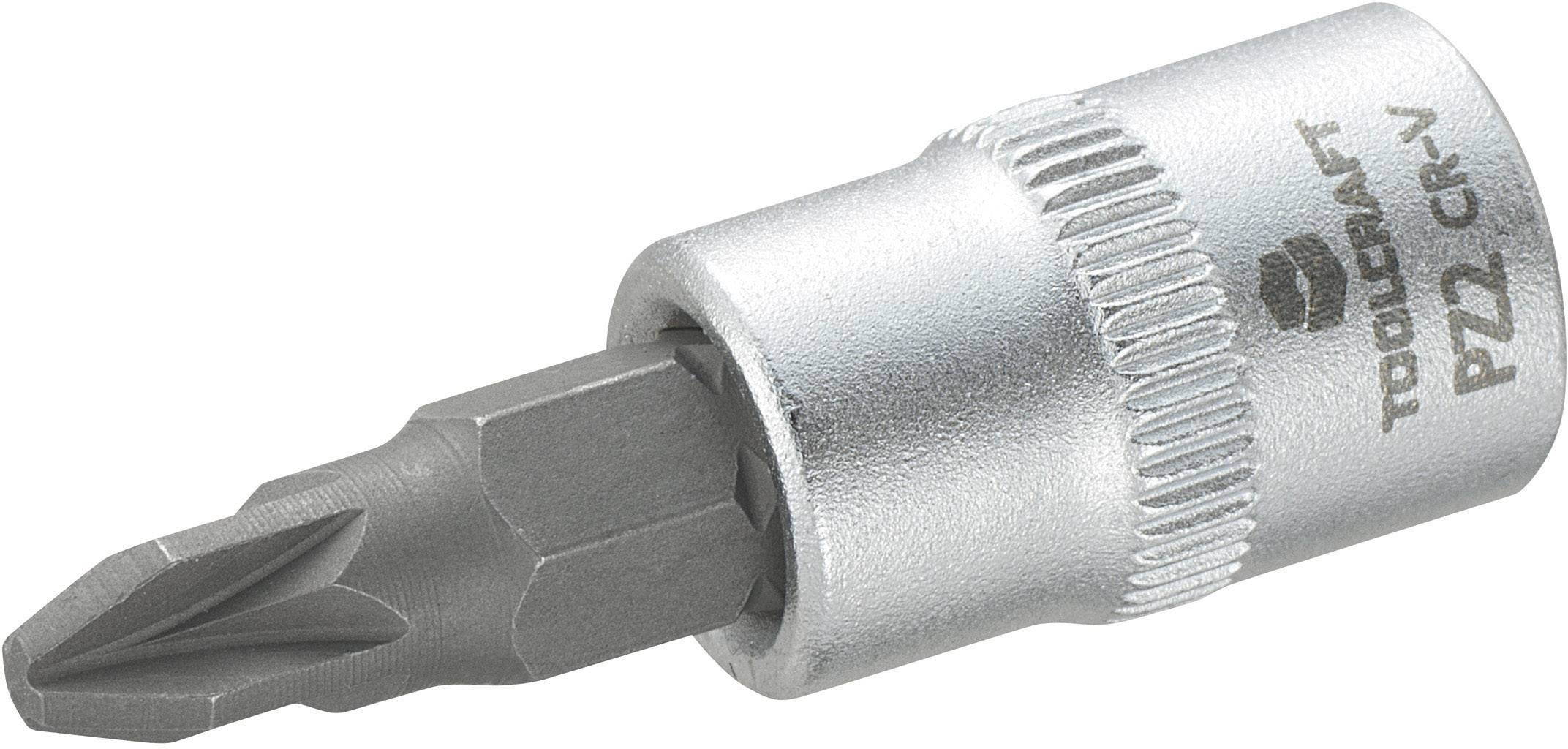 Skruvmejsel med Phillips-krysspår och metalliskt handtag, märkt 'TOOLCRAFT PZ2 CR-V'.