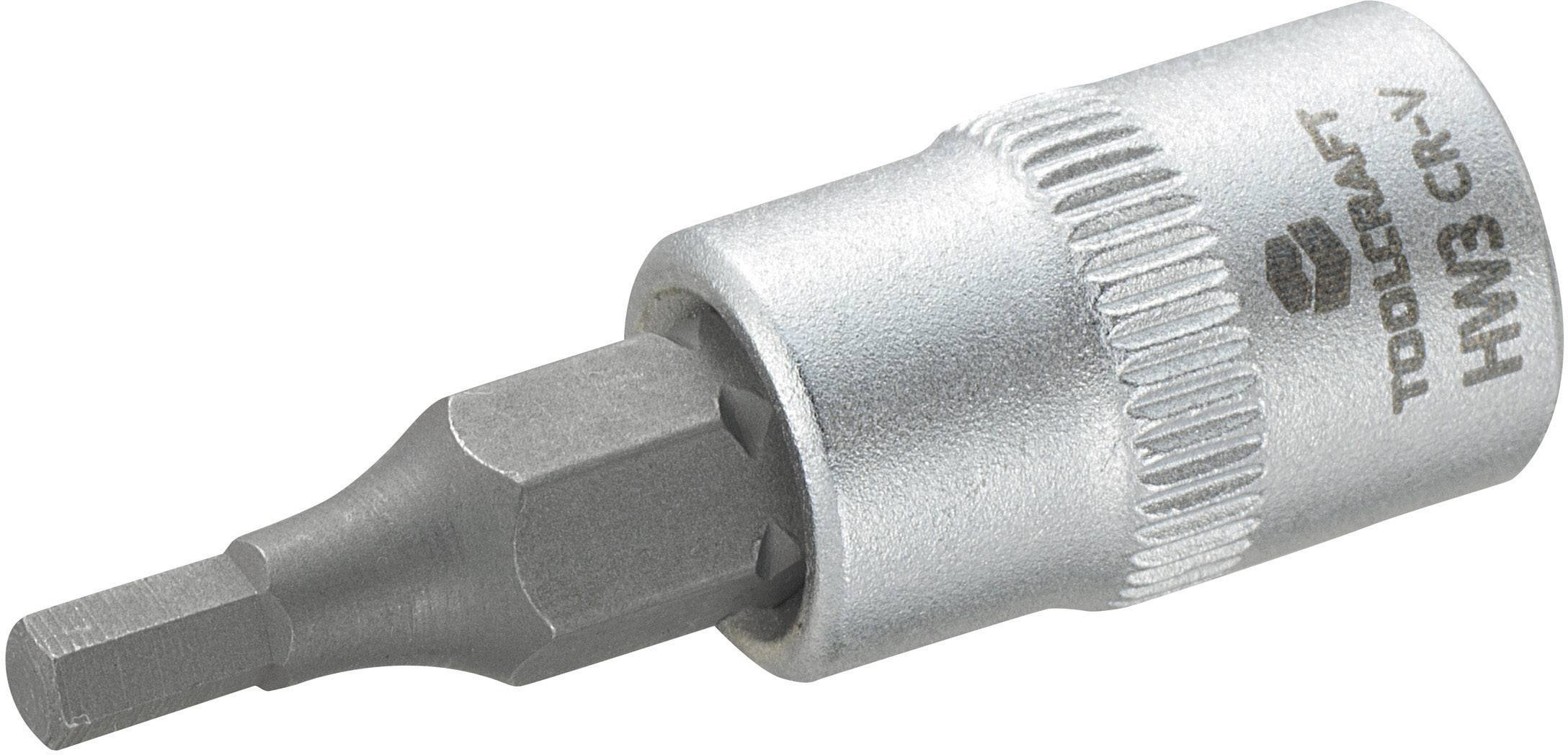 En grå insex-bitshylsa av metall med påskriften 'TOOLCRAFT HN3 CR-V' på sidan.