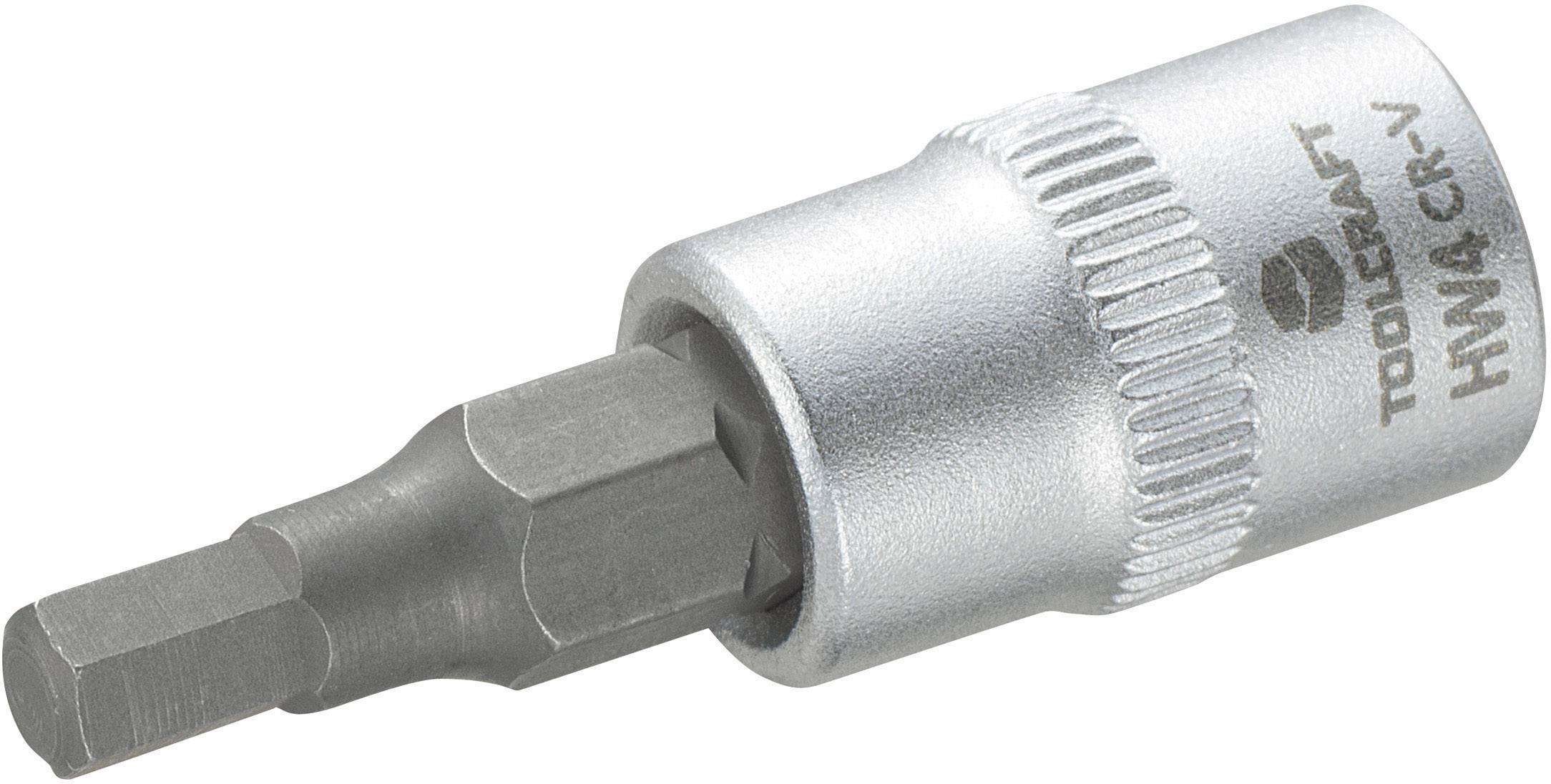 Silverfärgad Torx-bits-hylsa med T8-huvud, lämplig för skruvar med Torx-profil. Varumärke och modellnummer är ingraverade på sidan.