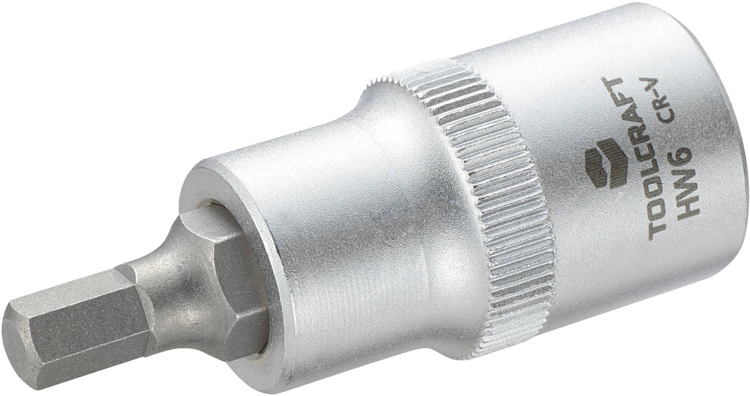 Sexkantig bits-hylsa, storlek HW6, från Toolcraft. Silverfärgat, metalliskt verktyg, lämpligt för användning med skruvnycklar.