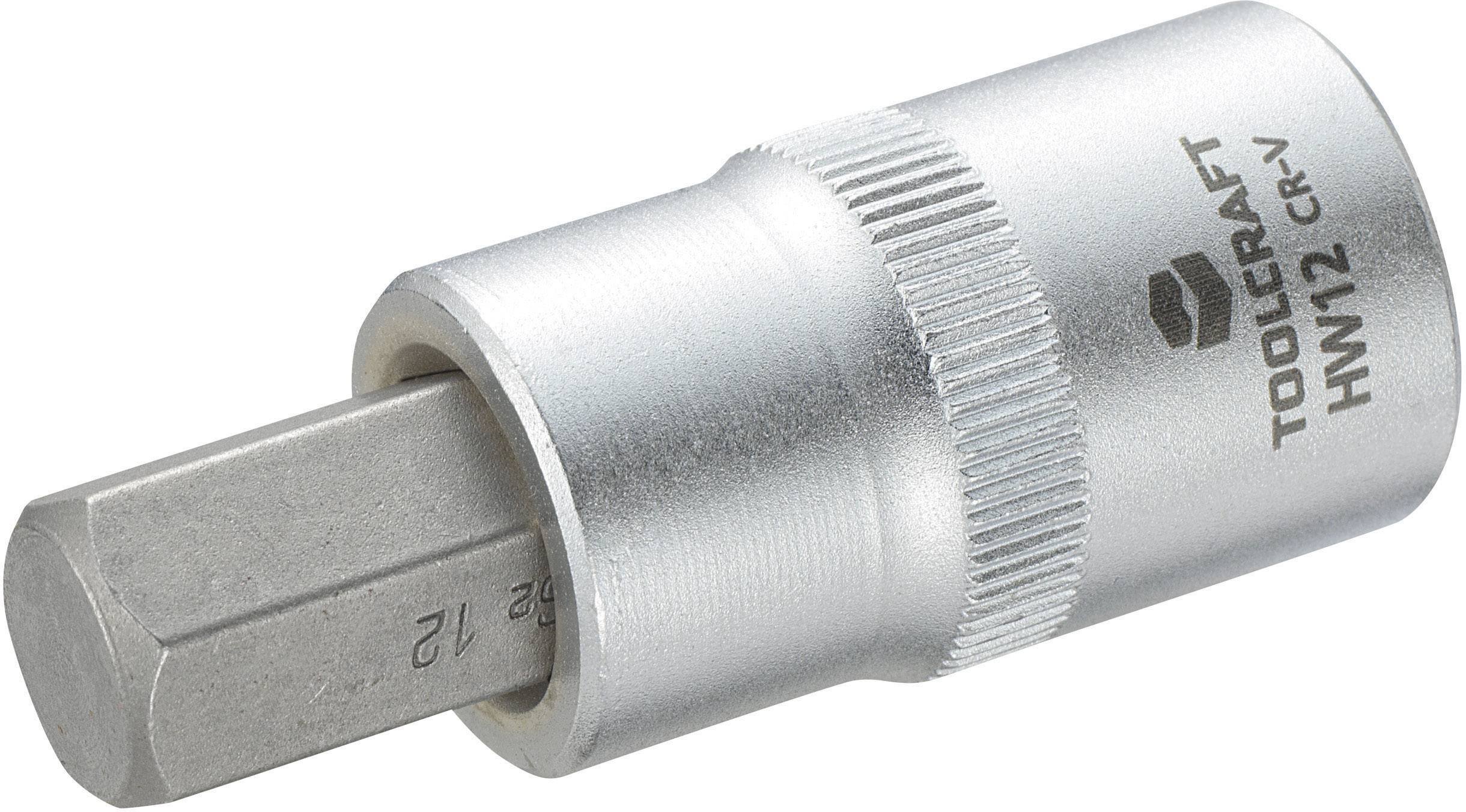Sexkantig insats för hylsnyckel från Toolcraft, modell HW12 CR-V. Silverfärgad metall med strukturerat handtag.
