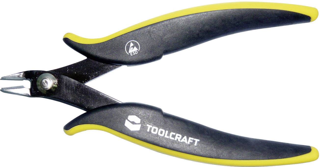 'En svart och gul avisoleringstång med påskriften TOOLCRAFT, lämplig för avlindning av trådar, avbildad mot vit bakgrund.'
