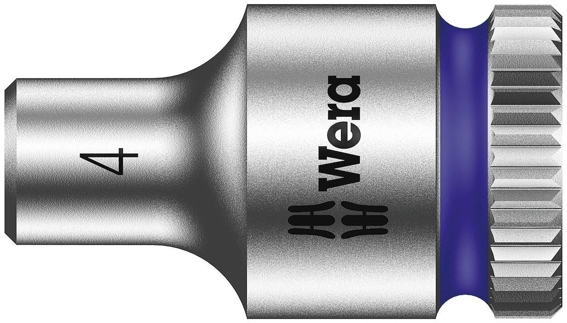 Skiftnyckelinsats från Wera, storlek 4 mm, tillverkad av metall med en blå gummiring för halksäkert grepp.