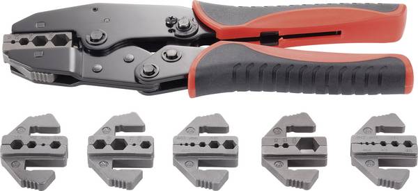 TOOLCRAFT PZ-505 818645 Crimptång 7 delar Koaxialkontaktdon BNC, TNC, Fiberoptisk kontakt    RG6, RG8, RG11, RG58, RG59, RG62, RG174, RG179, RG213, RG8218