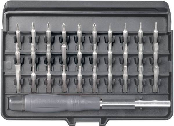 TOOLCRAFT 820935 Bit-Set 31 delar Spår, Stjärnspår Phillips, Stjärnspår Pozidriv, Inner-sexkantig, T-Profil