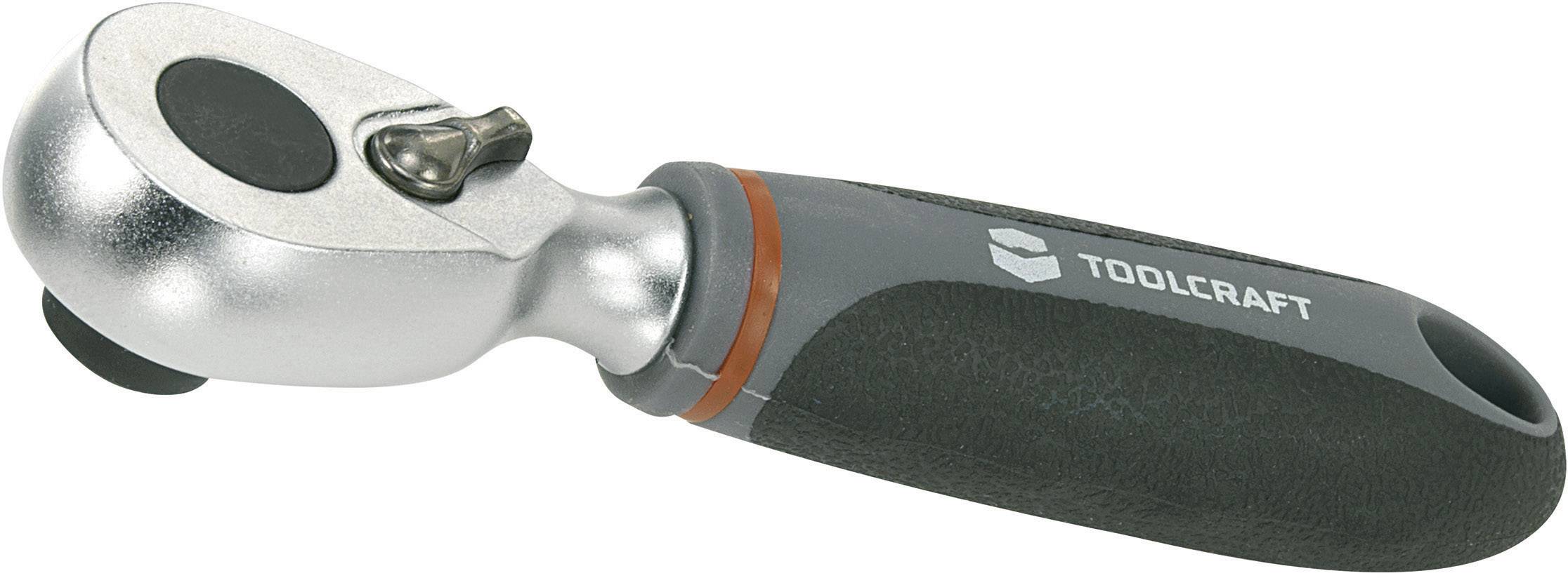 Handvev med ergonomiskt grepp, silverfärgat huvud och svart gummihandtag med 'TOOLCRAFT' logotyp, avsedd för mekaniskt arbete.
