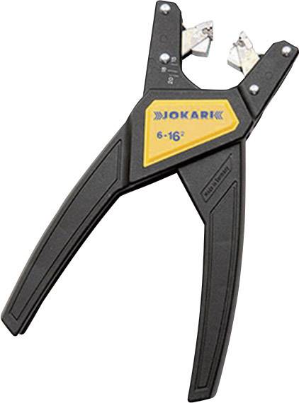 Avmantlingstång med svart handtag och gul etikett för kabeldiametrar från 6-16 kvadratmillimeter.
