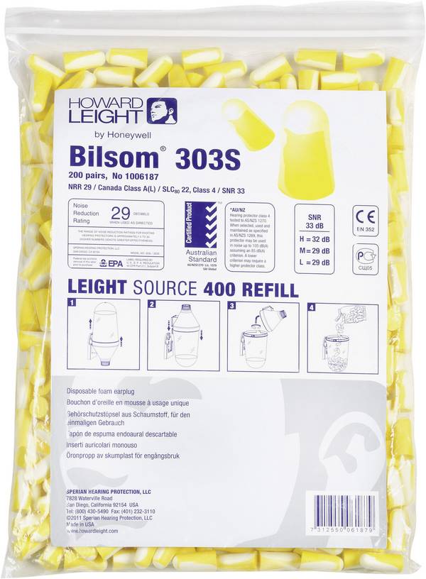 Bilsom 1006187 303S Hörselproppar påfyllning 33 dB Engångs EN 352-2   200 par