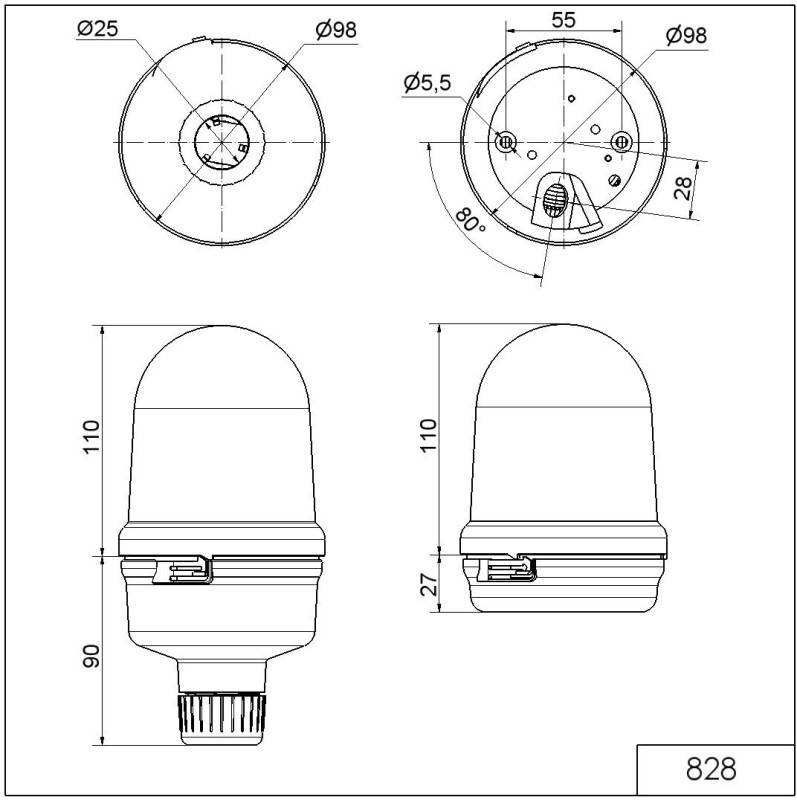 Werma Signaltechnik Signallampa 828.100.68 828.100.68 Röd Blixtljus 230 V/AC-2