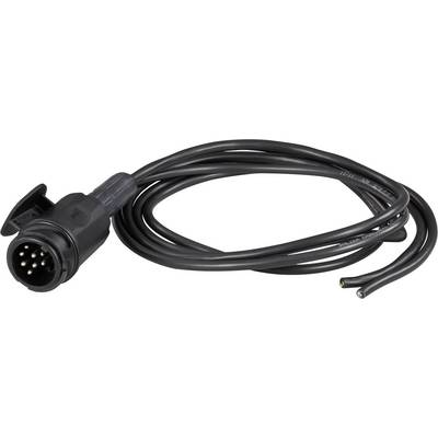 En svart sjupolig anhängaruttag med kabel, som används för att ansluta fordon med släpvagnar för elektriska signaler.