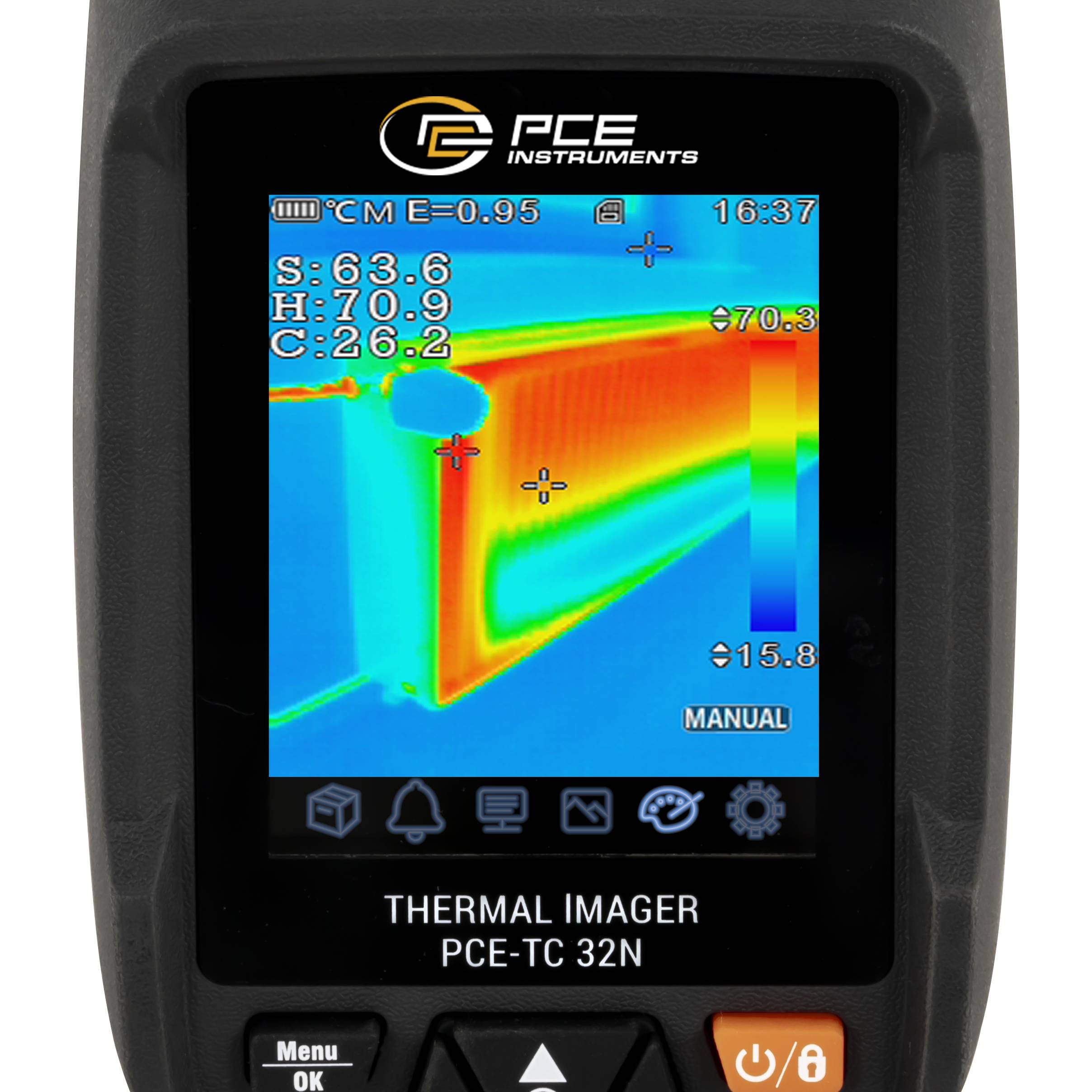 PCE Instruments PCE-TC 32N Värmekamera -20 till 550 °C 25 Hz integrerad digitalkamera, Mycket robust, 2 m fallsäker, Ink-5