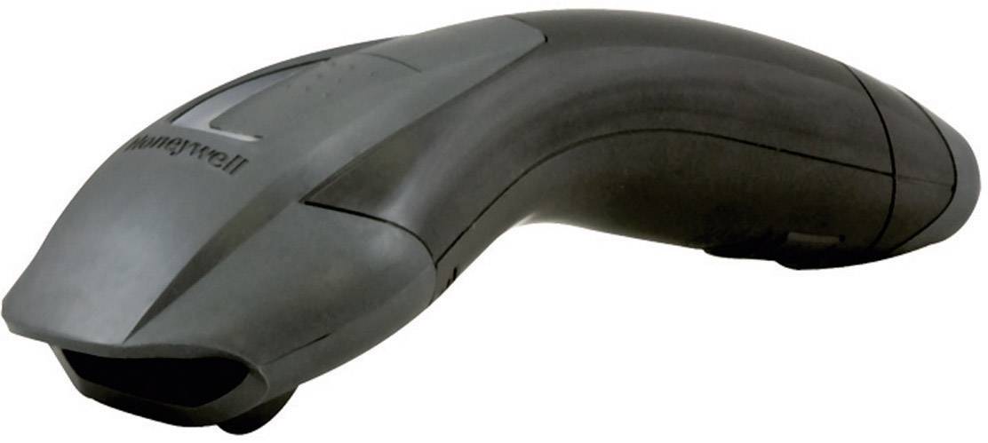 En svart handhållen scanner, ergonomiskt utformad, används i butiker och lager för streckkodsinläsning.