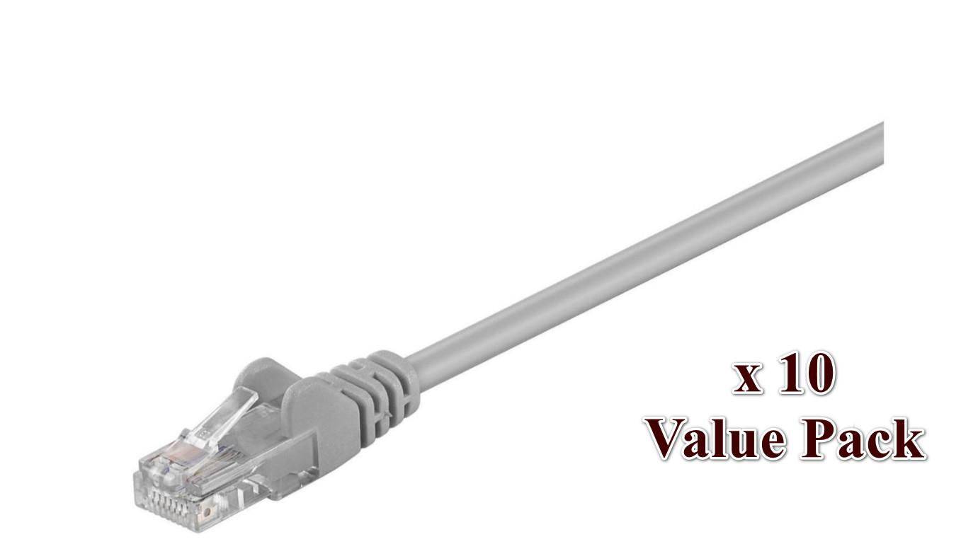 MicroConnect V-UTP505VP RJ45 Nätverkkabel, Patchkabel 5 m Grå 10 st-0