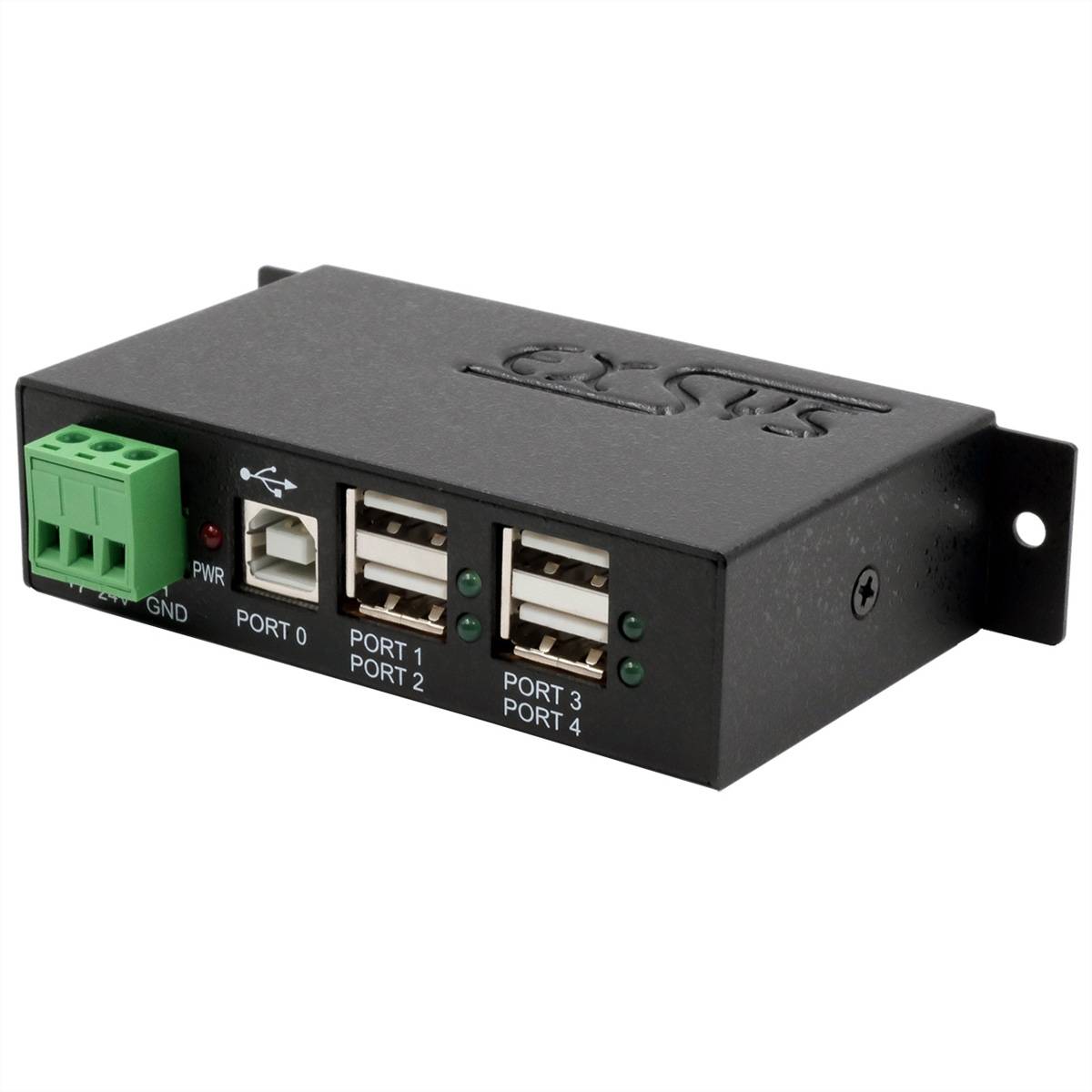 Exsys EXSYS - USB 2.0 Hub 4-Port extern Din-Rail Kit USB-hubb Svart-0
