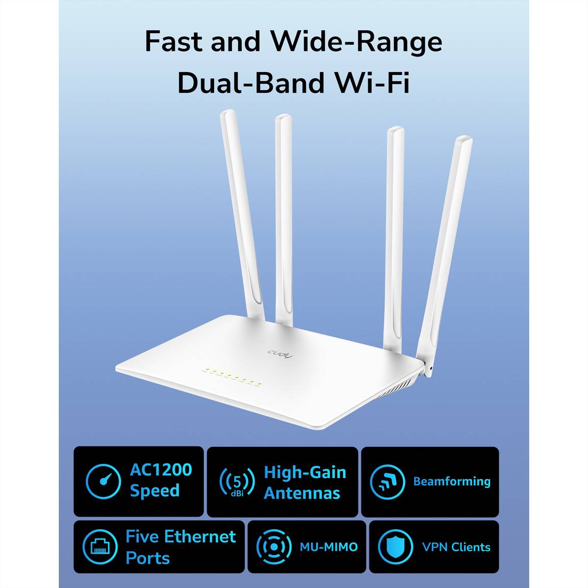 cudy Cudy WR1200 router wireless Fast Ethernet Dual-band (2.4 GHz/5 GHz) Bianco Router-4