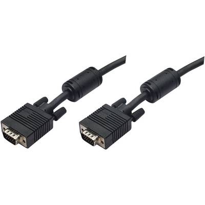 Manhattan VGA Anslutningskabel VGA 15-polig Kontakt, VGA 15-polig Kontakt 15.00 m Svart 372183 skruvbar VGA-kabel
