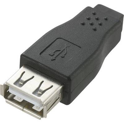 En svart USB-adapter med en standard USB-kontakt. Används för att ansluta enheter med olika USB-typer.