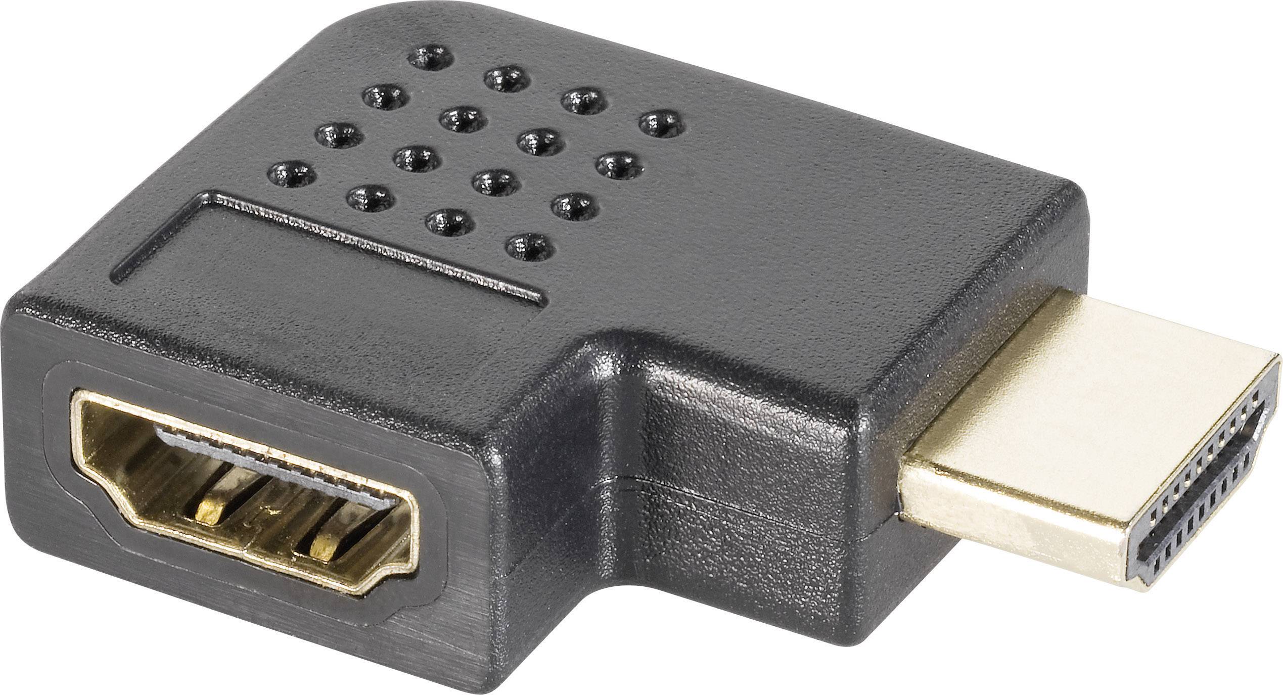 HDMI Adapter [1x HDMI hane - 1x HDMI hona] 90° vinklad åt höger guldpläterad kontakt SpeaKa Professional