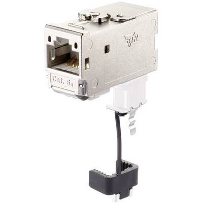 En metallisk RJ45-modularkontakt med kabelanslutning för nätverksapplikationer, lämplig för Cat. 6A.