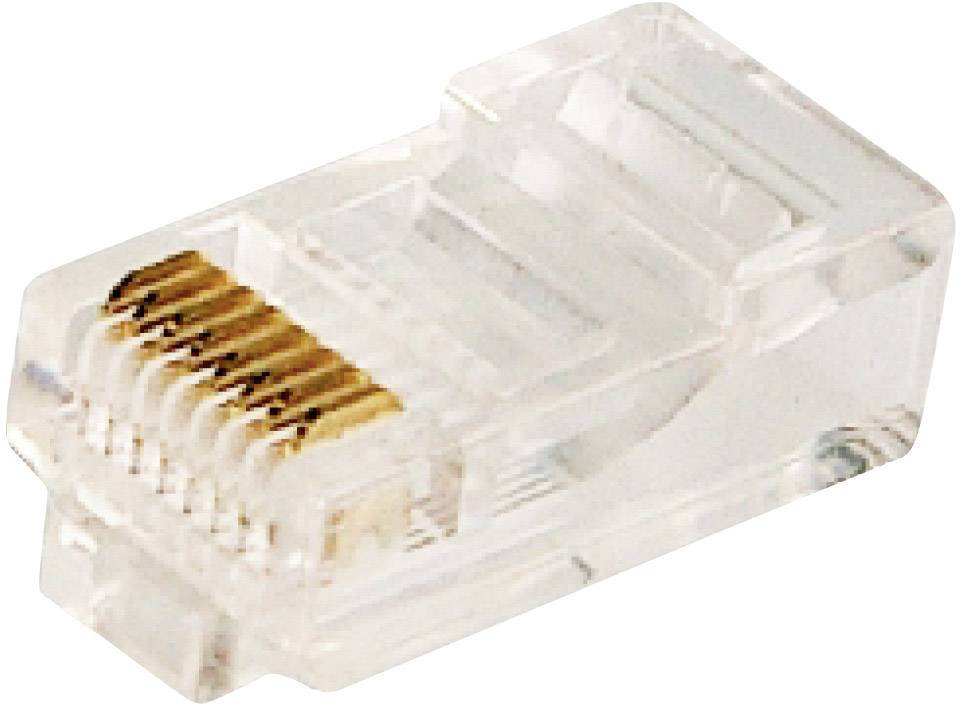 En transparent RJ-45-kontakt, använd för Ethernet-nätverksanslutningar.